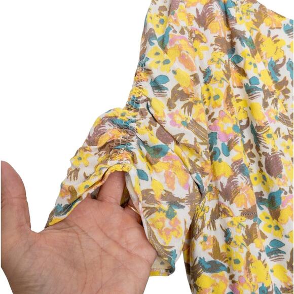 Free People Sz 6 Forget Me Not Dress Yellow Floral Print Mini Nwt - Picture 6 of 16